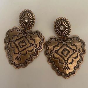 Gently Used Copper Navajo Bohemian Style Earrings with Gemstone Accent